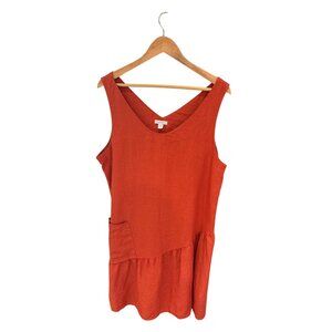 Garnet Hill Womens Orange Linen Sleeveless Tunic Dress With Pocket Size 16